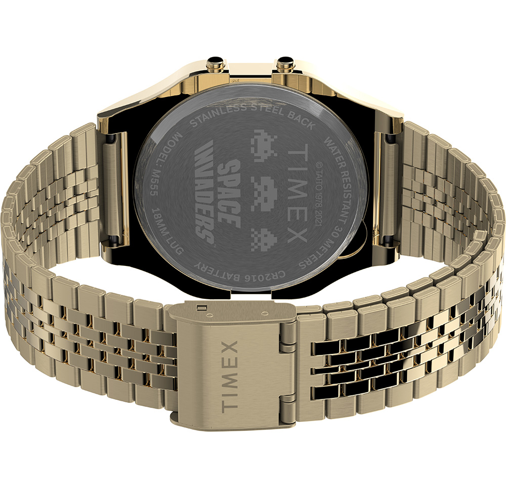TIMEX T80 X Space Invaders Digital Watch Gold - Elements Clothing
